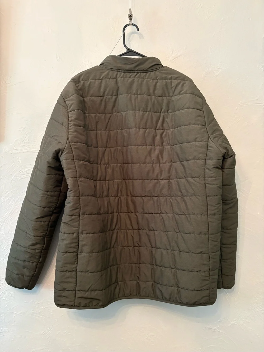 Men's Quilted Hooded Puffer Jacket in Olive